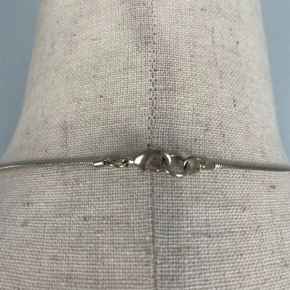 Extra Long Silver Tone Necklace And Bejeweled Pendant EUC - Picture 6 of 6